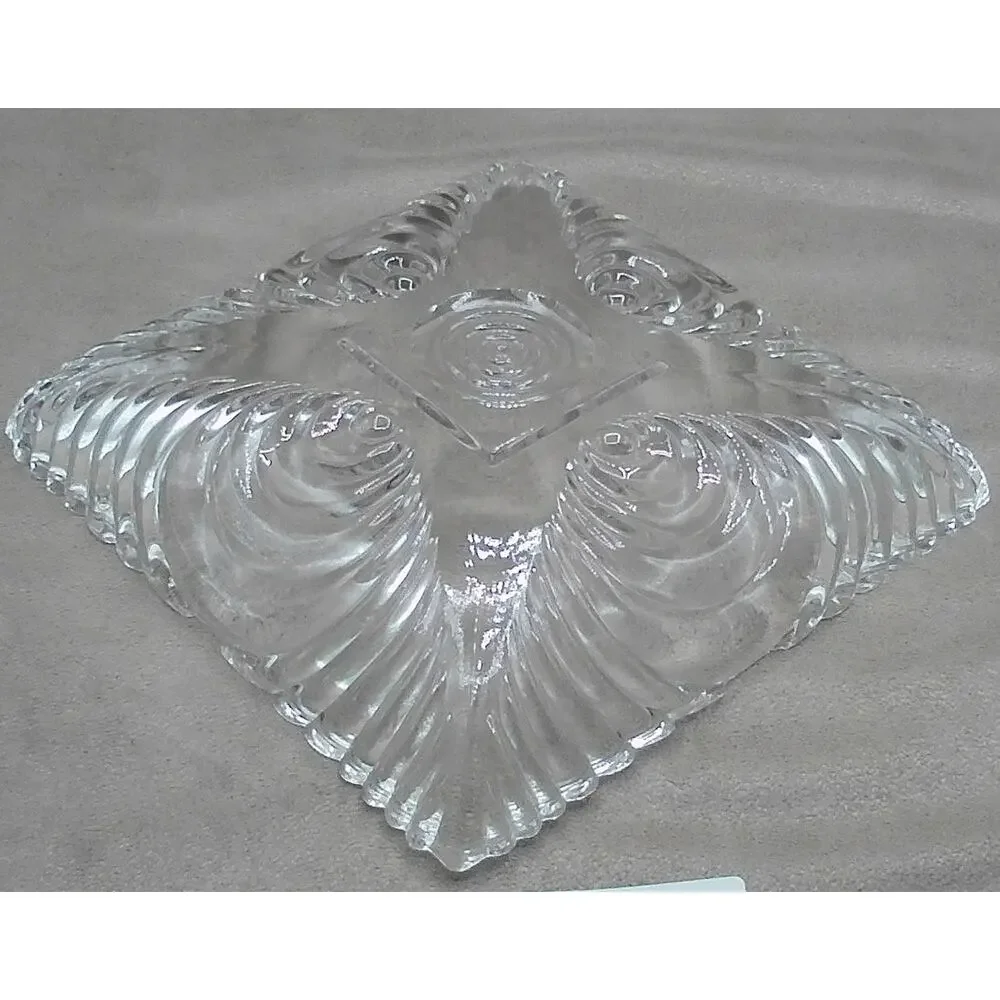 Hazel Atlas Open Candy Dish #574 Clear Sonic Wave Ripple Soundwave Vintage MCM